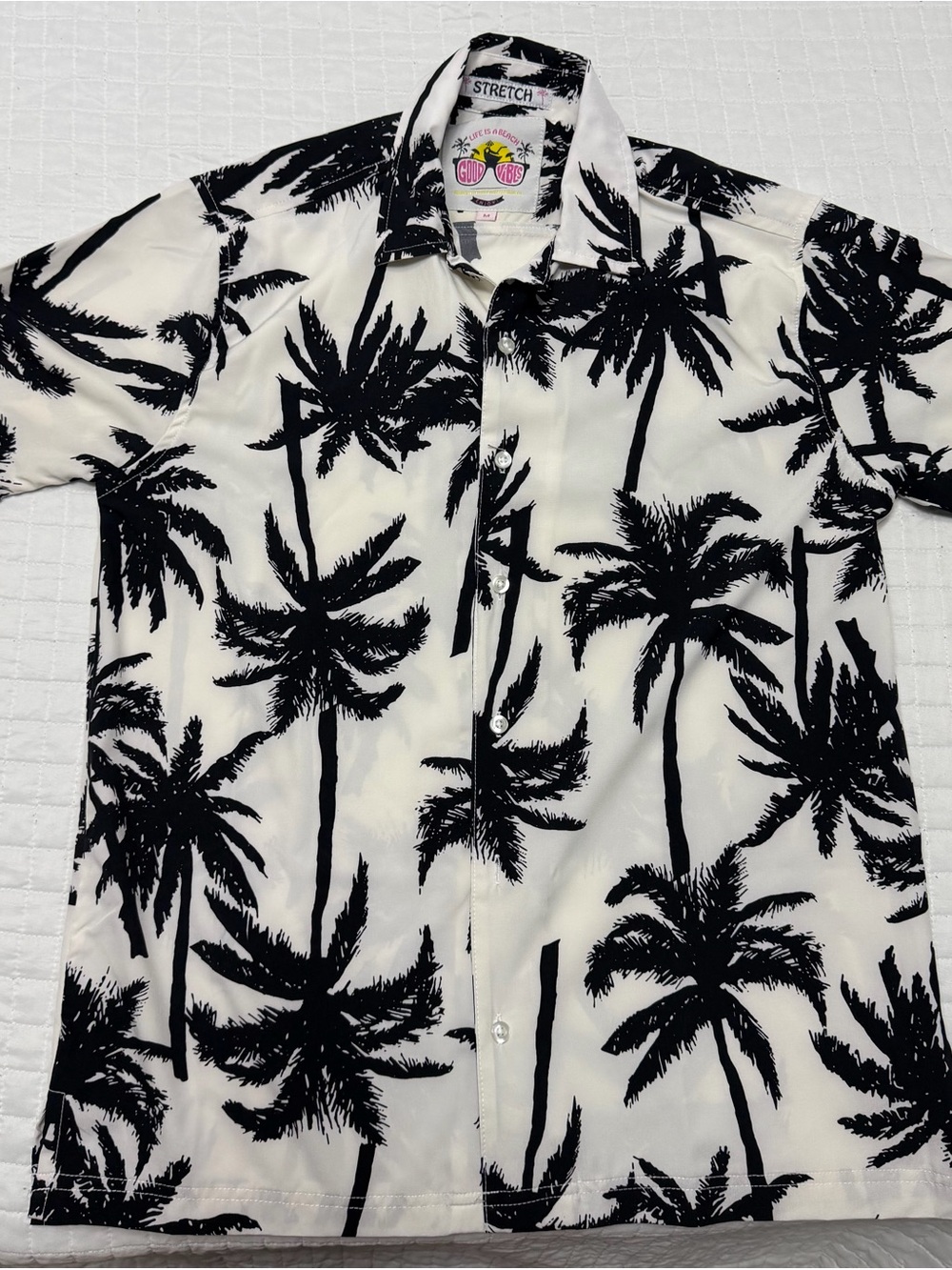 Good Vibes Palm Tree Hawaiian Shirt Size M
